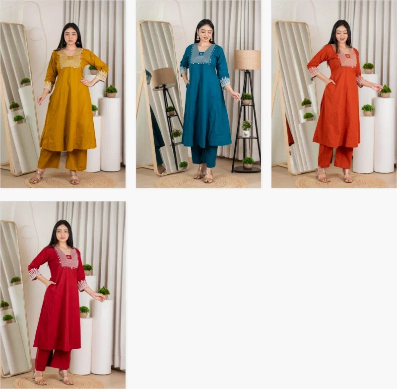 Naisha K 288 Real Mirror And Embroidered Festive Wear Kurta With Bottom