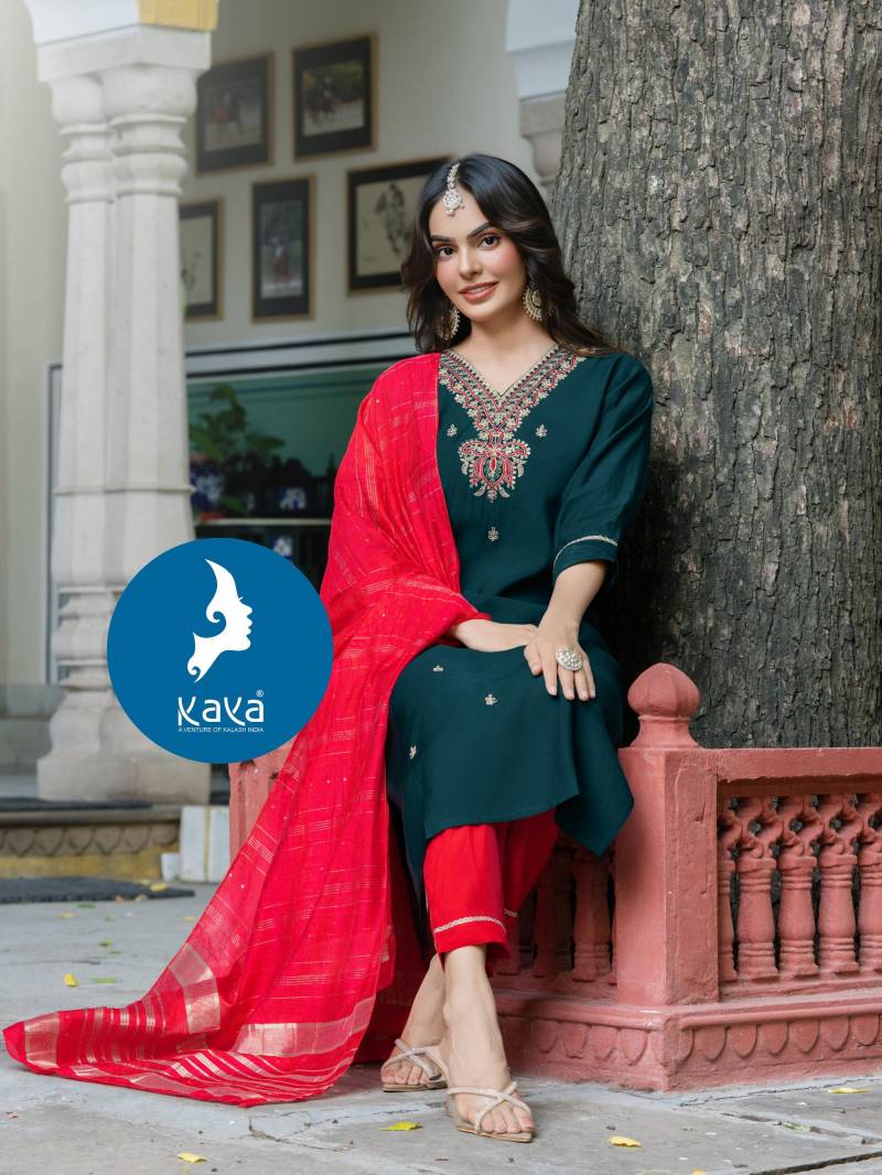Kaya Natasha Roman Silk Kurti Bottom And Dupatta Collection