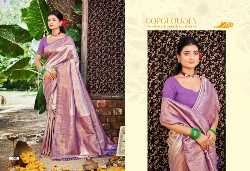 Bunawat Nikhila Silk And Kanjivaram Silk Sangam Printed Saree Collection