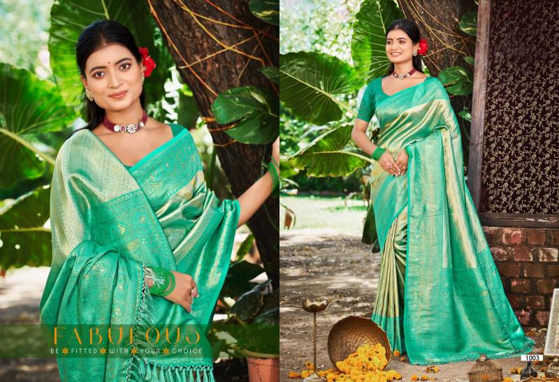 Bunawat Nikhila Silk And Kanjivaram Silk Sangam Printed Saree Collection