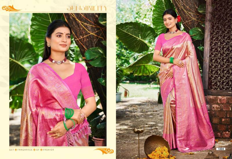 Bunawat Nikhila Silk And Kanjivaram Silk Sangam Printed Saree Collection
