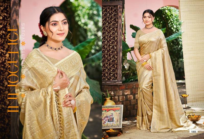 Bunawat Nikhila Silk And Kanjivaram Silk Sangam Printed Saree Collection