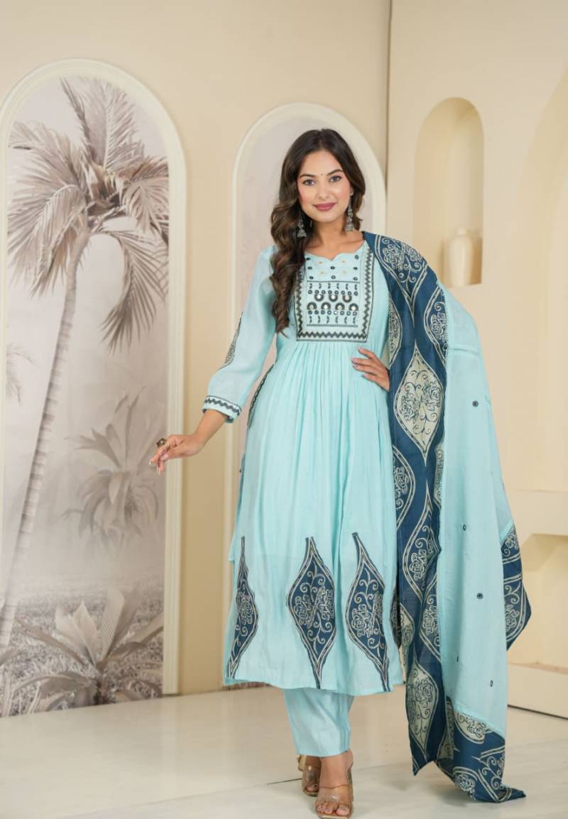 Naisha K 290 Mal Chanderi Kurti Bottom With Dupatta Collection