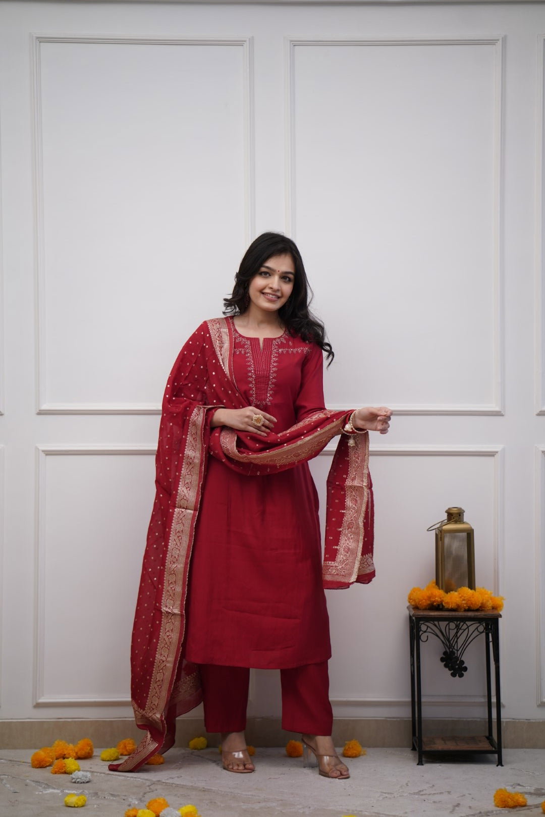 Navya Kurti 131 Party Wear Embroidery Worked Cotton Silk Kurti with Pant and Dupatta Set 