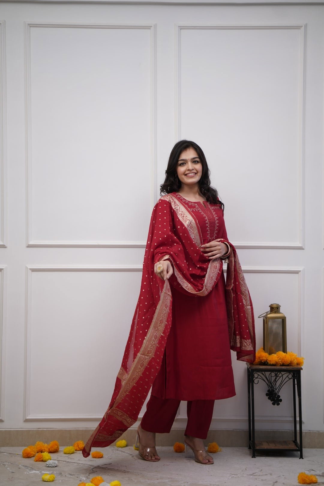 Navya Kurti 131 Party Wear Embroidery Worked Cotton Silk Kurti with Pant and Dupatta Set 