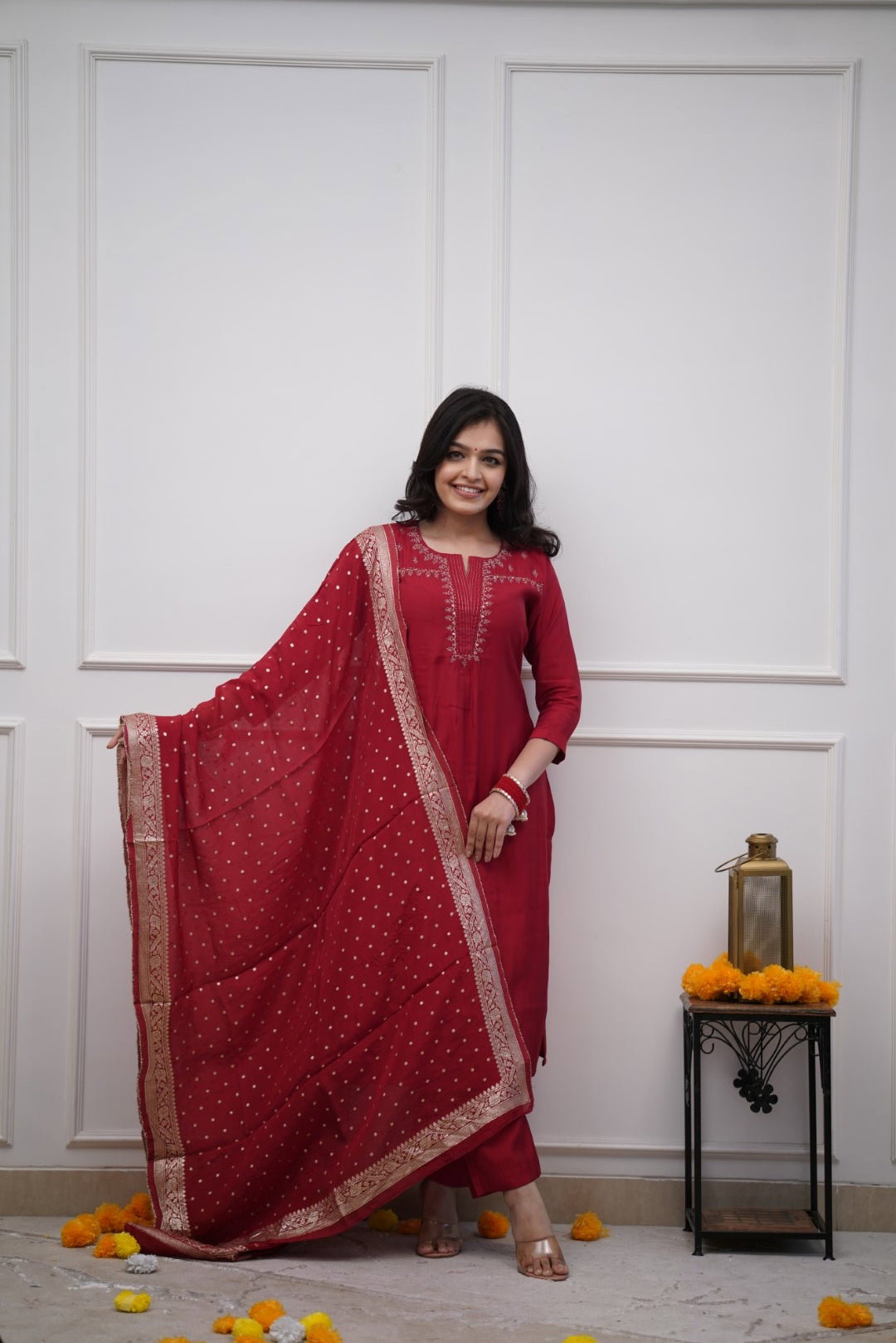 Navya Kurti 131 Party Wear Embroidery Worked Cotton Silk Kurti with Pant and Dupatta Set 