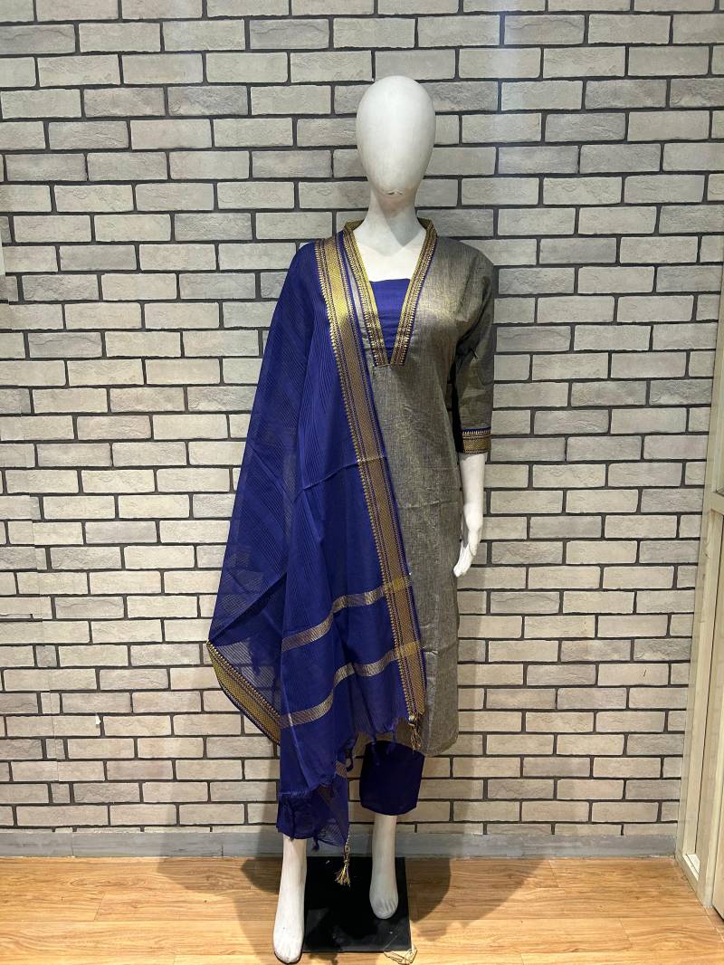 Naisha K 291 Bhagalpuri Cotton Kurti Pant And Dupatta Collection