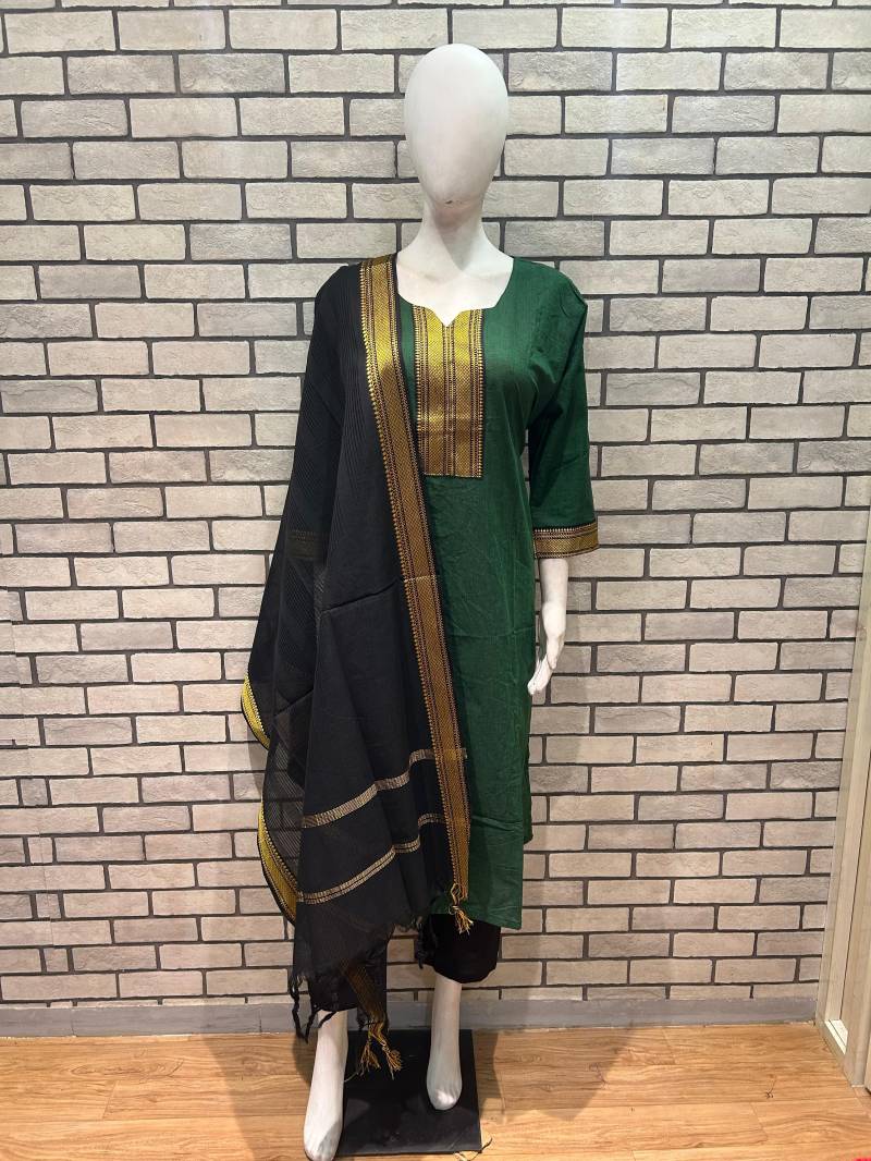 Naisha K 291 Bhagalpuri Cotton Kurti Pant And Dupatta Collection