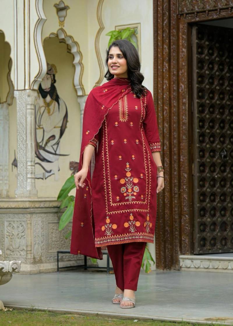 Naisha K 289 Cotton Kurti Bottom And Dupatta Collection