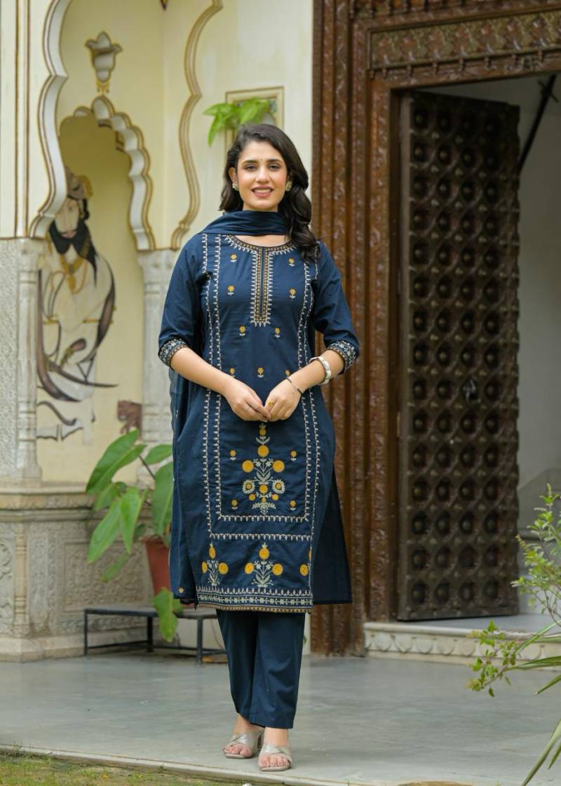 Naisha K 289 Cotton Kurti Bottom And Dupatta Collection