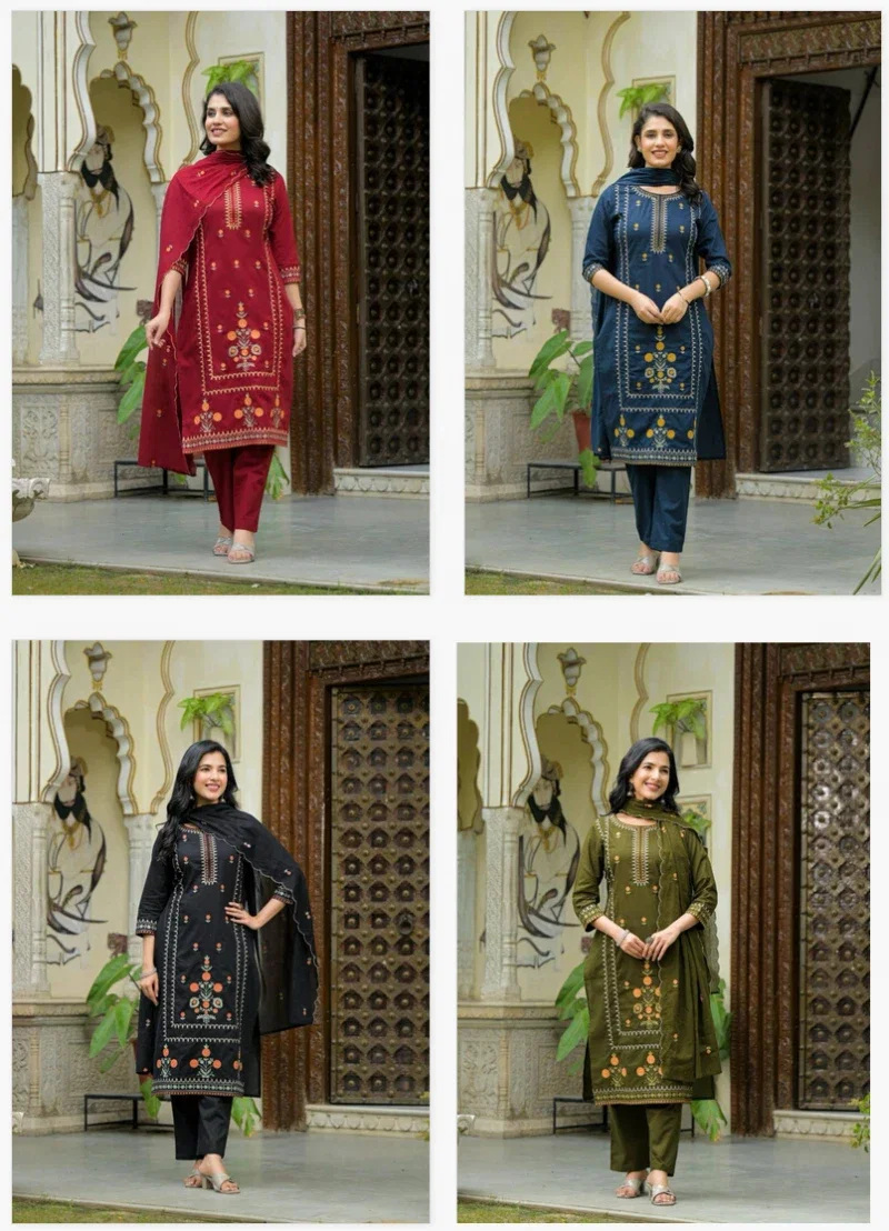 Naisha K 289 Cotton Kurti Bottom And Dupatta Collection