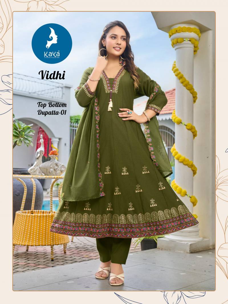 Kaya Vidhi Vertican Kurti Pant And Dupatta Collection