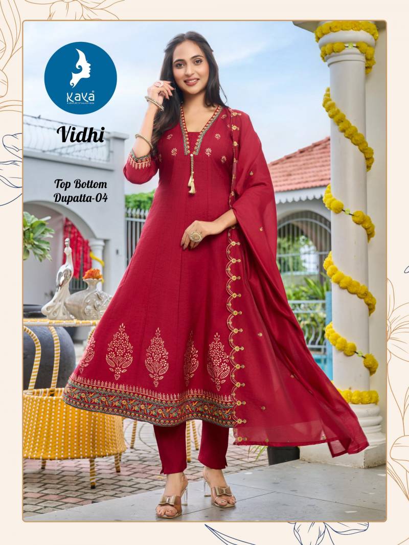 Kaya Vidhi Vertican Kurti Pant And Dupatta Collection
