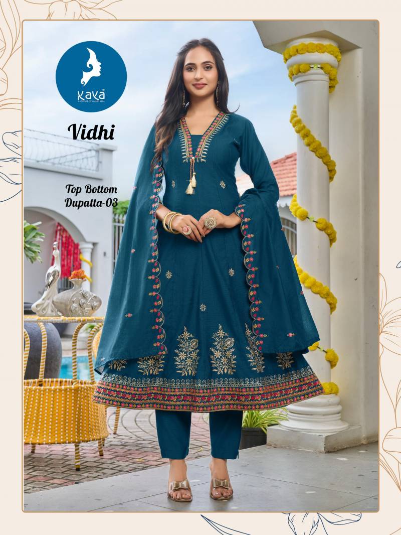 Kaya Vidhi Vertican Kurti Pant And Dupatta Collection
