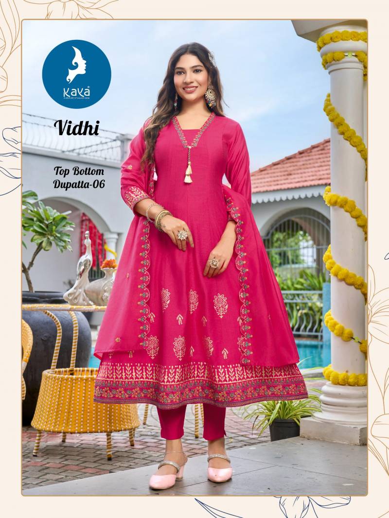 Kaya Vidhi Vertican Kurti Pant And Dupatta Collection