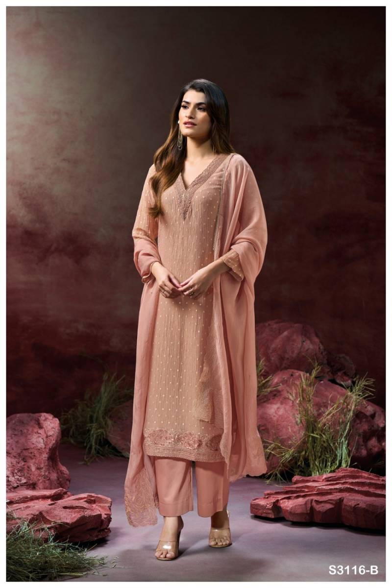 Ganga Eari 3116 Viscose Jacquard Embroidered Salwar Suit Collection