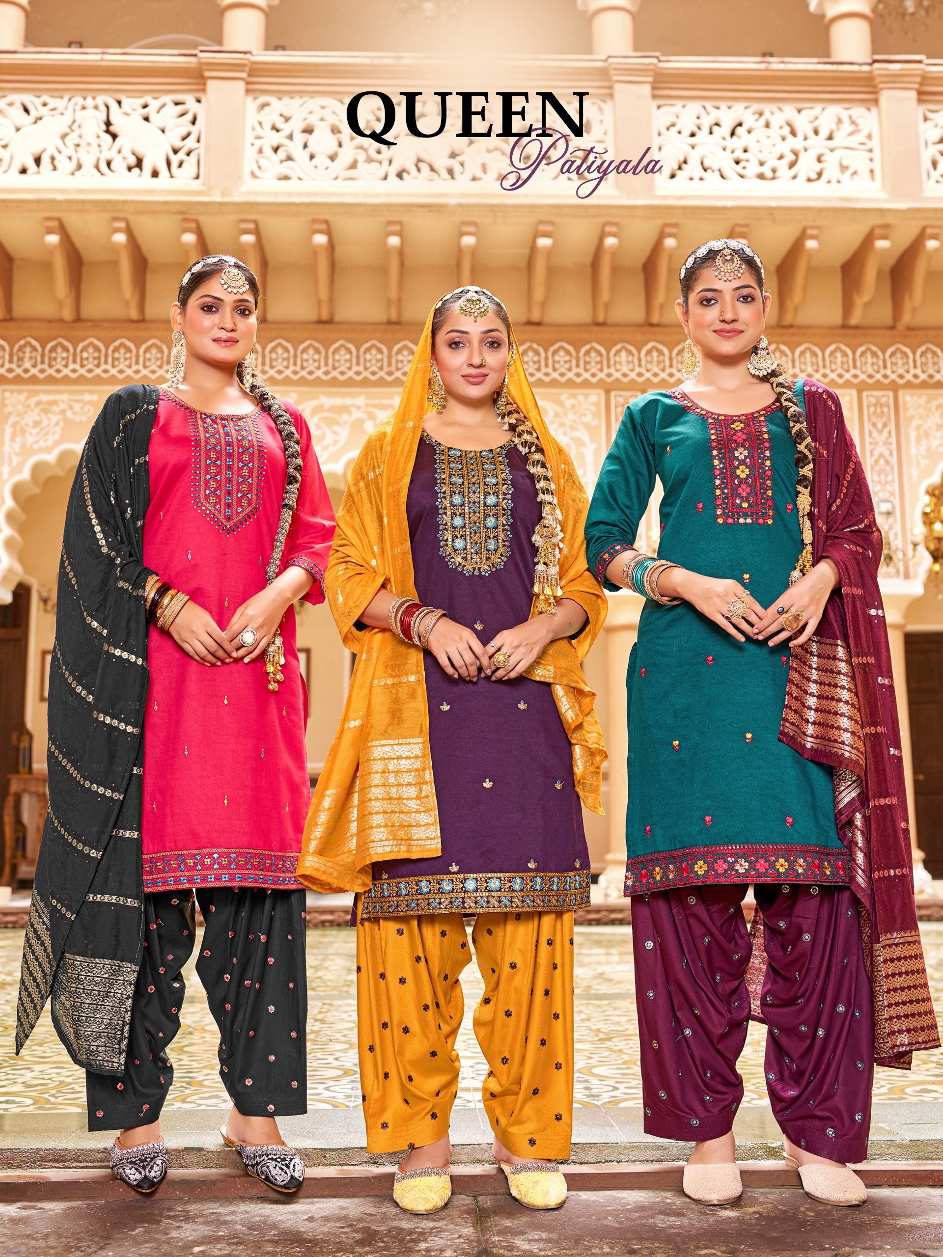 Mukesh Queen Patiyala Gadhwal Silk Embroidery Readymade Suit