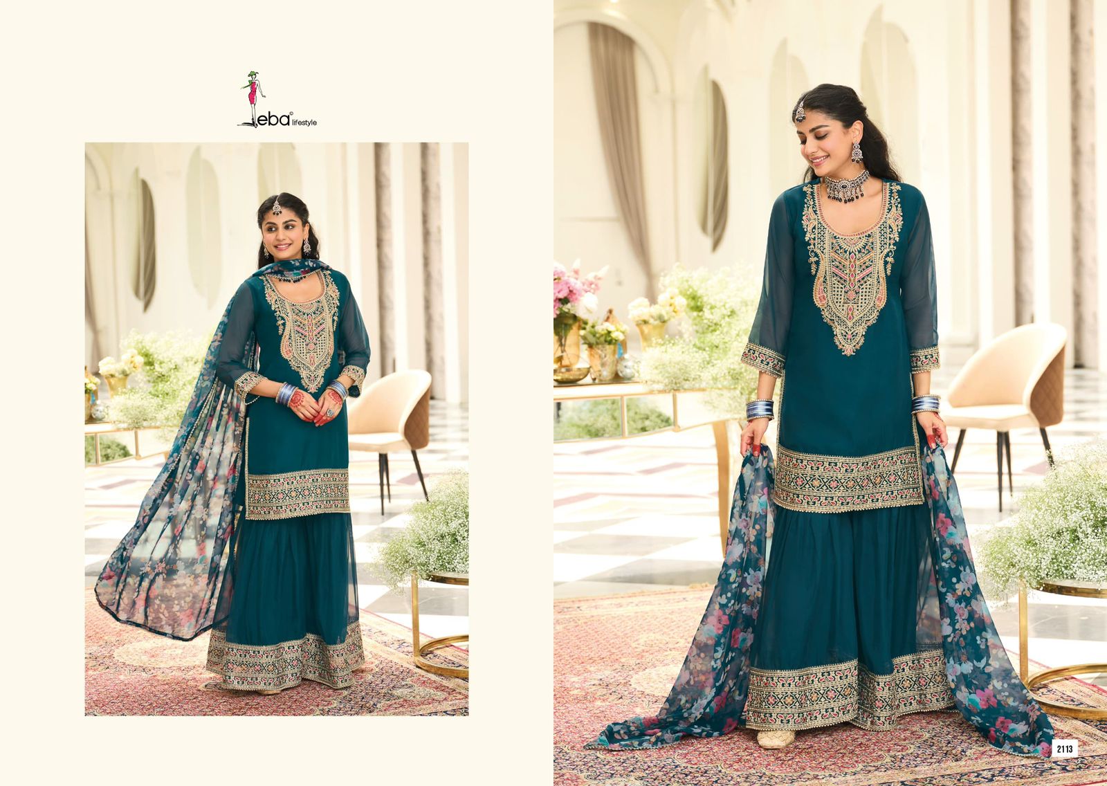 Eba Nidhi Organza Embroidery Readymade Salwar Suit