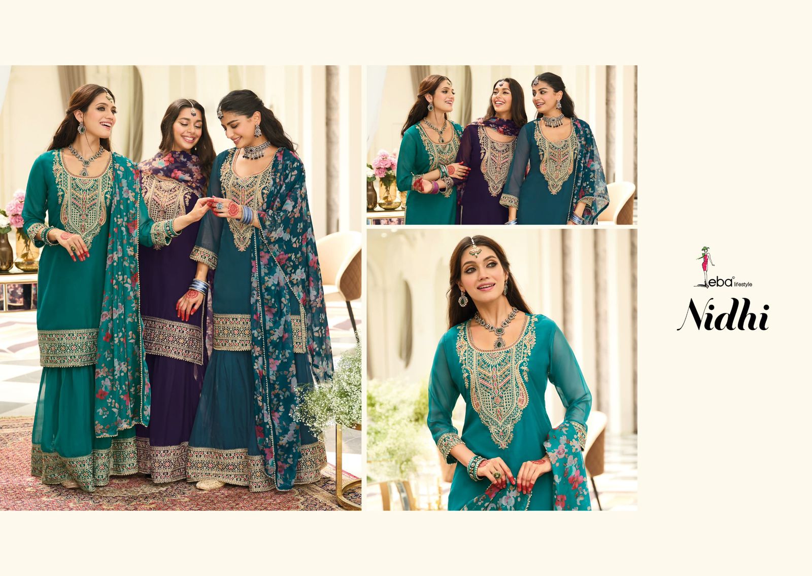 Eba Nidhi Organza Embroidery Readymade Salwar Suit