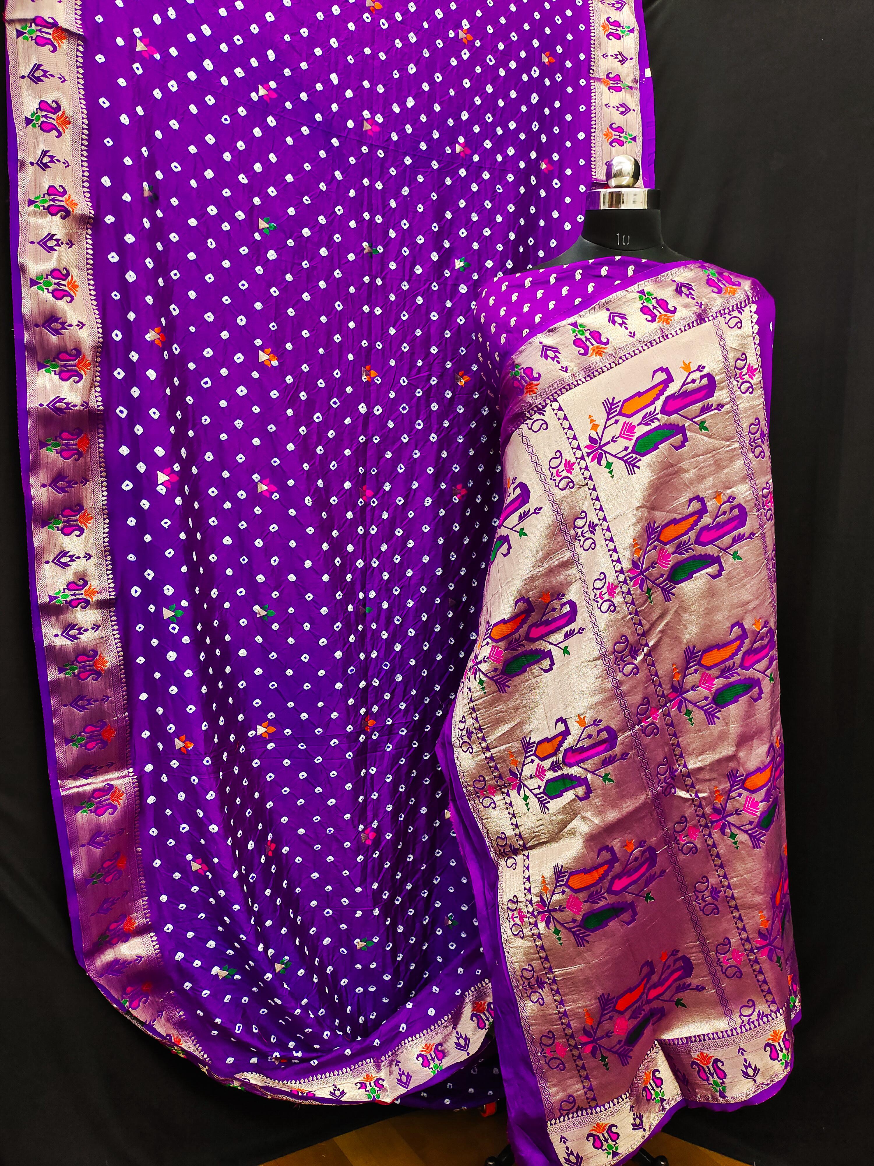 Lekha VC Yogeshwari Dola Silk Bandhej With Zari Weaving Butti Saree