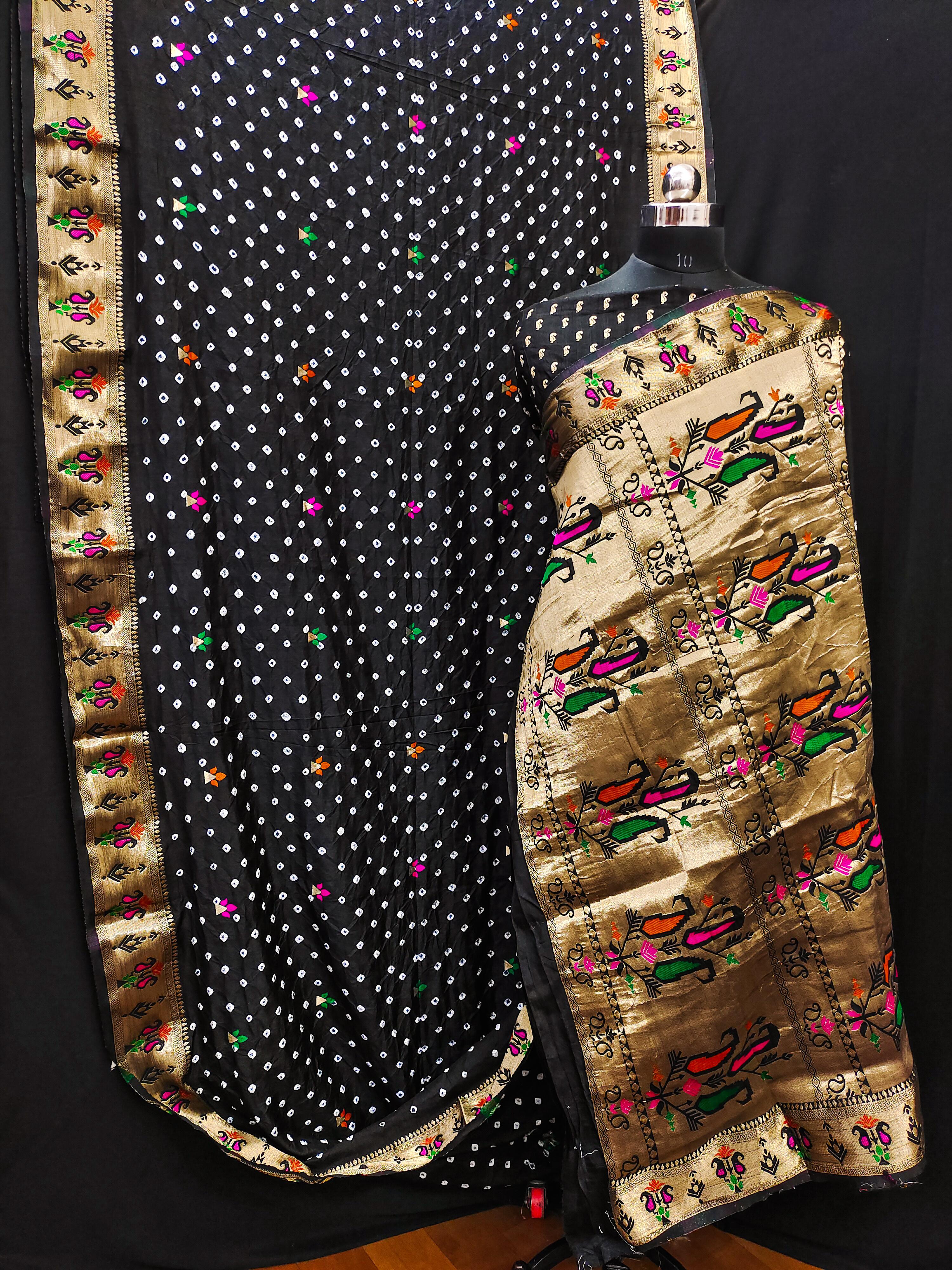 Lekha VC Yogeshwari Dola Silk Bandhej With Zari Weaving Butti Saree