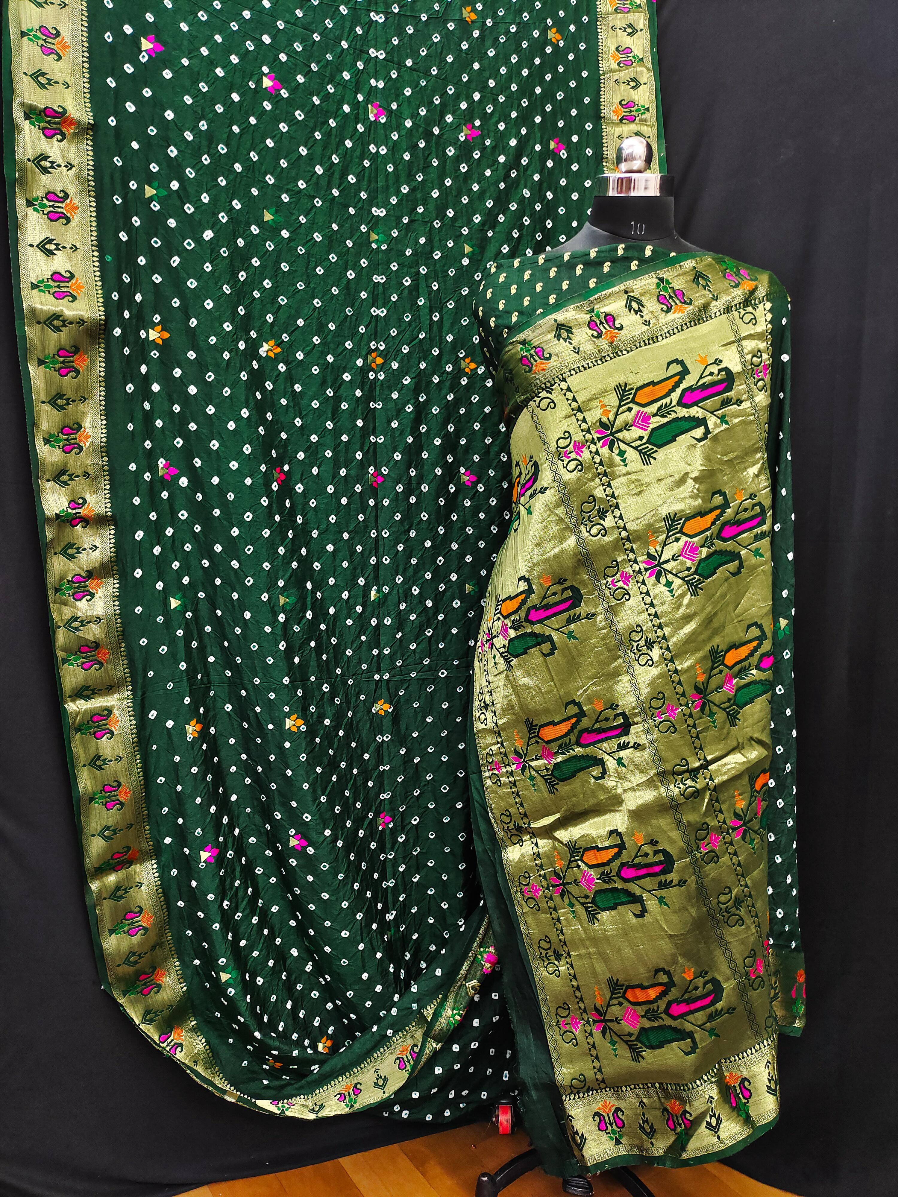 Lekha VC Yogeshwari Dola Silk Bandhej With Zari Weaving Butti Saree