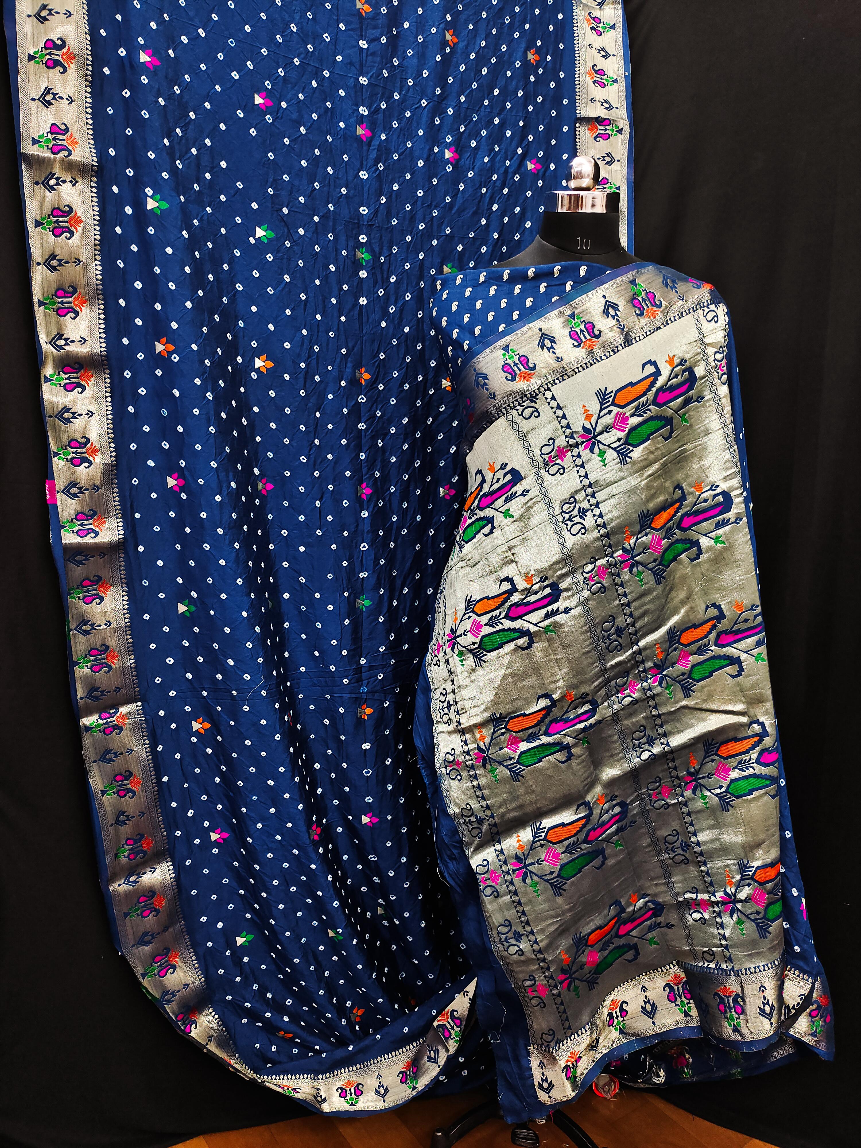 Lekha VC Yogeshwari Dola Silk Bandhej With Zari Weaving Butti Saree