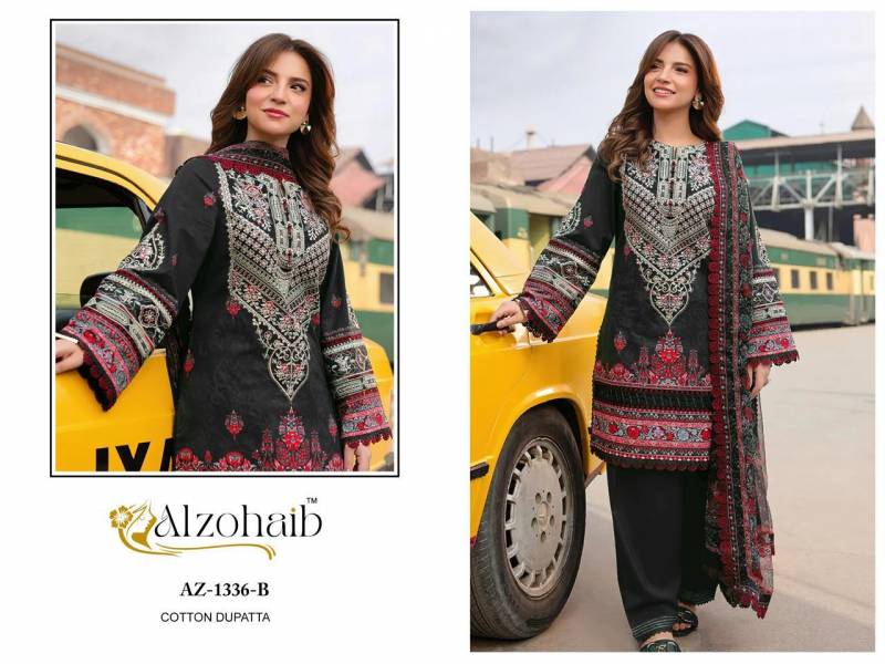 Alzohaib Az 1336 And 1337 Chiffon Dupatta Cotton Pakistani Suits