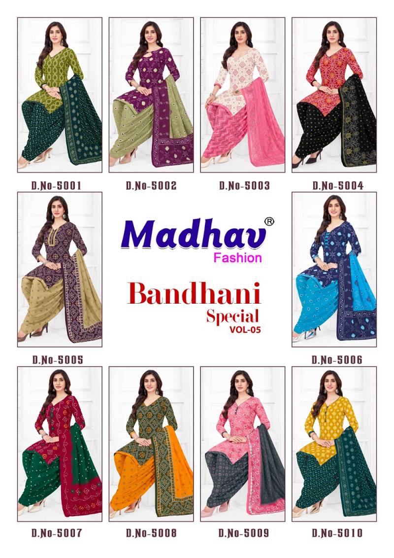 Madhav Bandhani Special Vol 5 Cotton Dress Material Collection