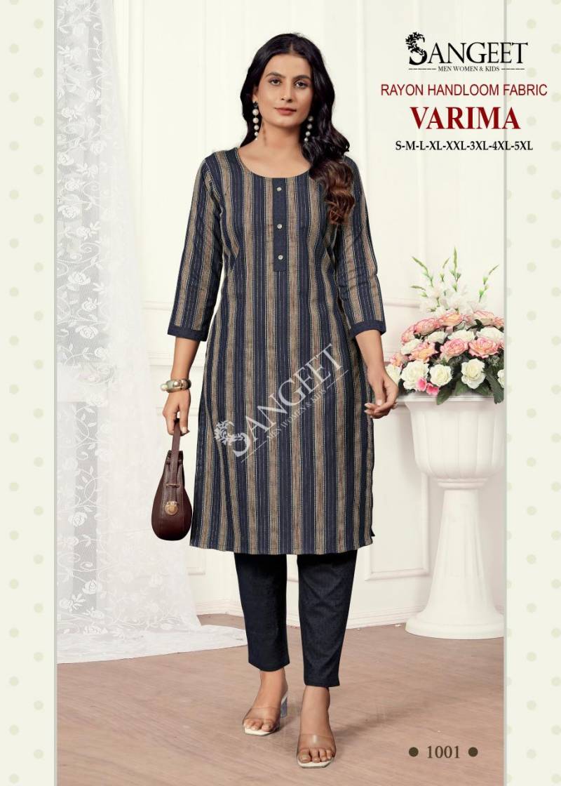 Sangeet Varima Rayon Handloom Kurti With Bottom Collection