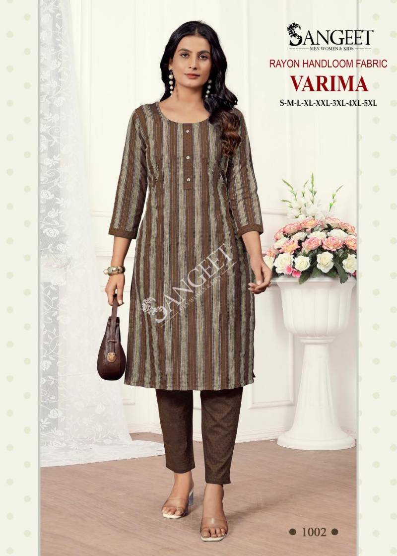 Sangeet Varima Rayon Handloom Kurti With Bottom Collection