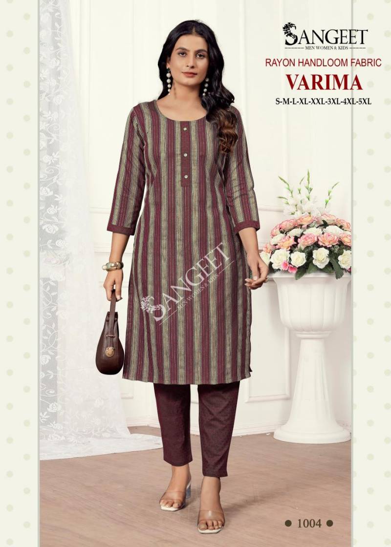 Sangeet Varima Rayon Handloom Kurti With Bottom Collection
