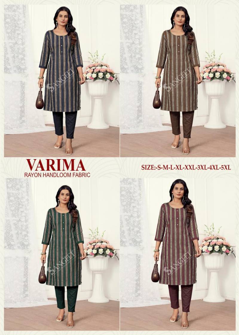 Sangeet Varima Rayon Handloom Kurti With Bottom Collection