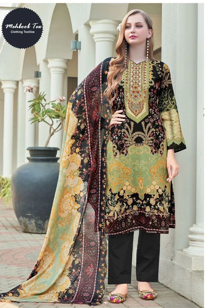 Mehboob Tex 1681 Cotton Dupatta Pure Cotton Print salwar Suit Collection