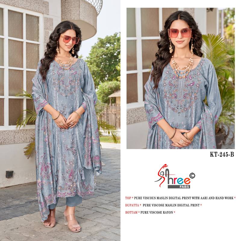 Shree Kt 245 Pure Viscose Digital Print Dress Material Collection