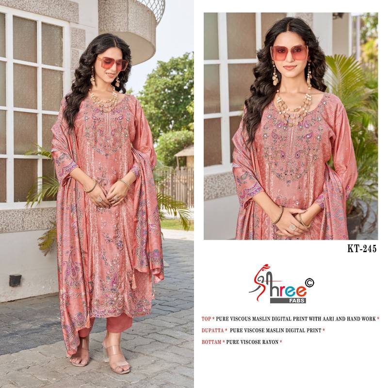 Shree Kt 245 Pure Viscose Digital Print Dress Material Collection