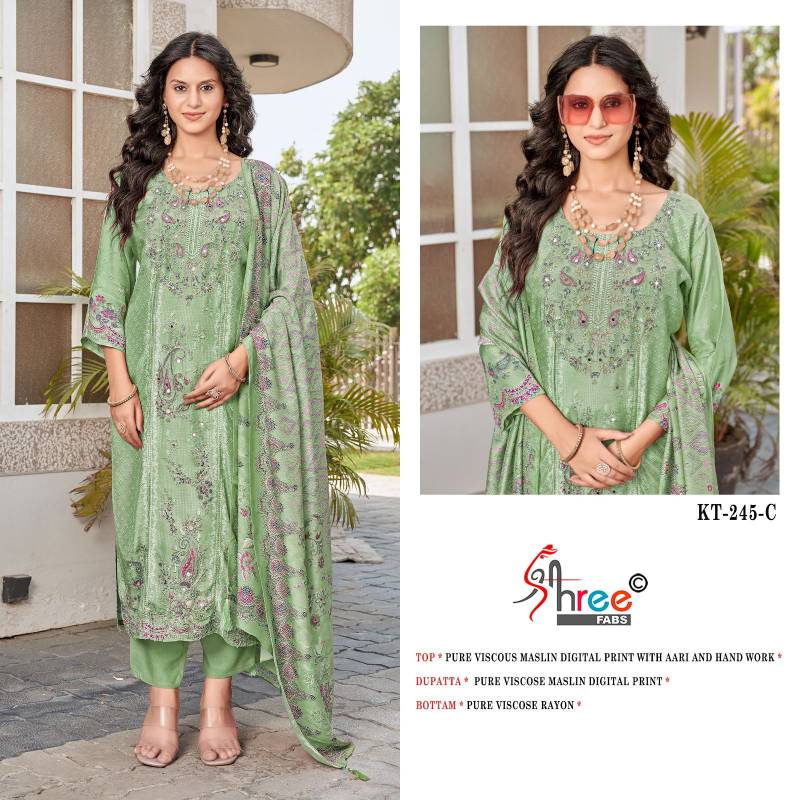 Shree Kt 245 Pure Viscose Digital Print Dress Material Collection