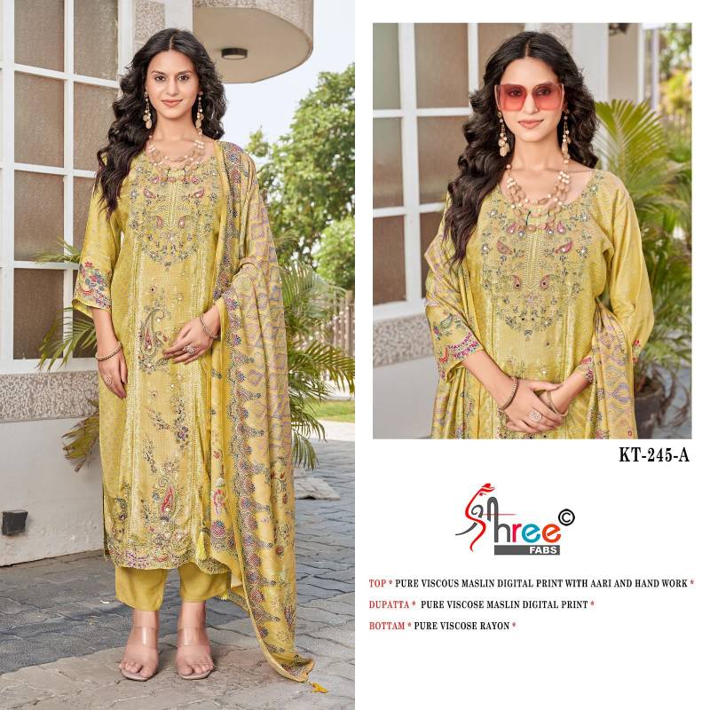 Shree Kt 245 Pure Viscose Digital Print Dress Material Collection