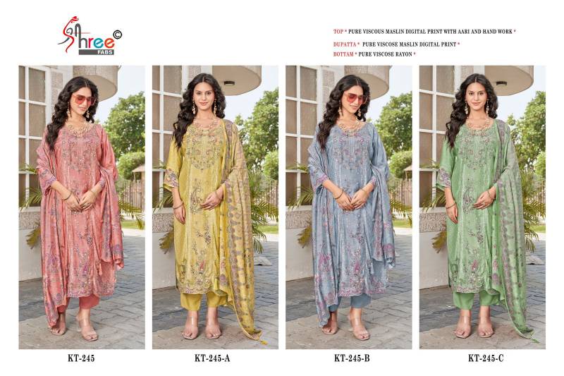 Shree Kt 245 Pure Viscose Digital Print Dress Material Collection
