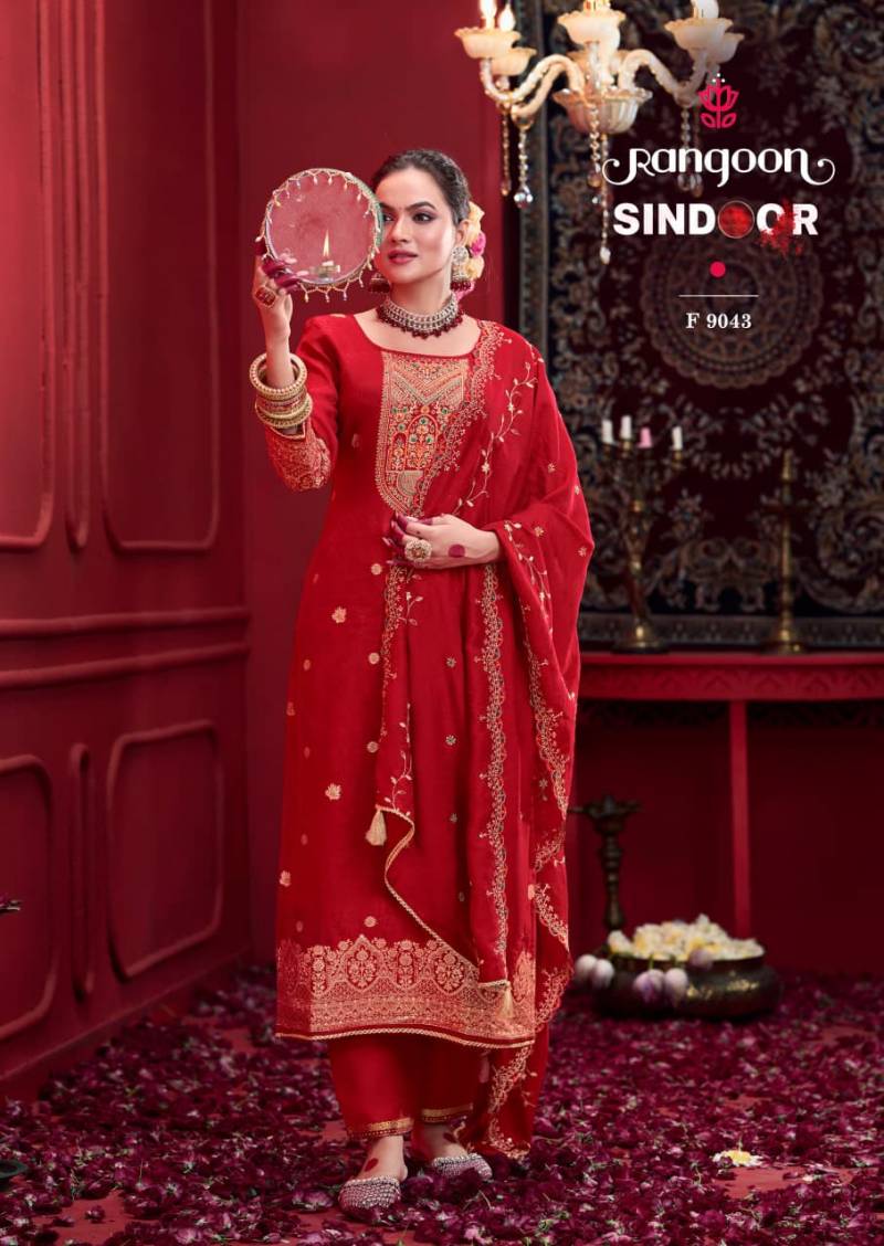 Rangoon Sindoor Dola With Khatli Work Kurti Pant And Dupatta