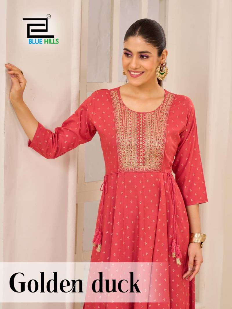 Blue Hills Golden Duck Anarkali Gown Readymade Collection