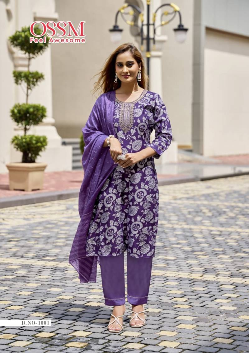 Ossm Sanvari Vetican Embroidery Work Kurti Pant And Dupatta