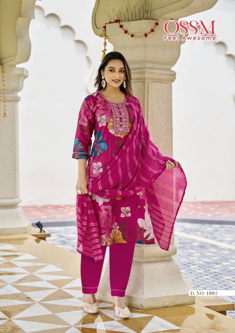 Ossm Sanvari Vetican Embroidery Work Kurti Pant And Dupatta