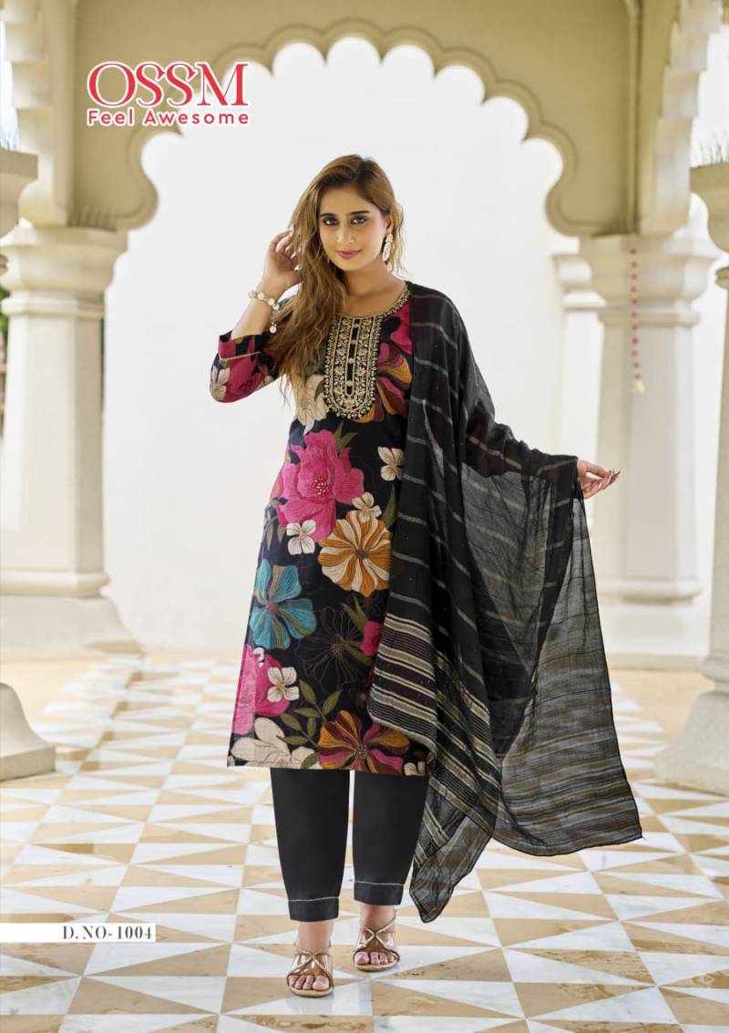 Ossm Sanvari Vetican Embroidery Work Kurti Pant And Dupatta