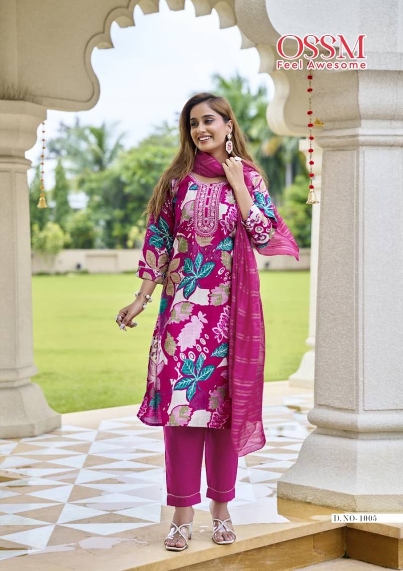 Ossm Sanvari Vetican Embroidery Work Kurti Pant And Dupatta