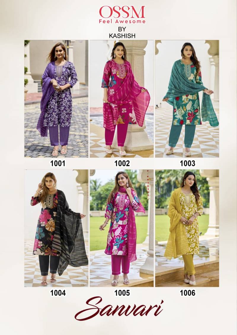 Ossm Sanvari Vetican Embroidery Work Kurti Pant And Dupatta