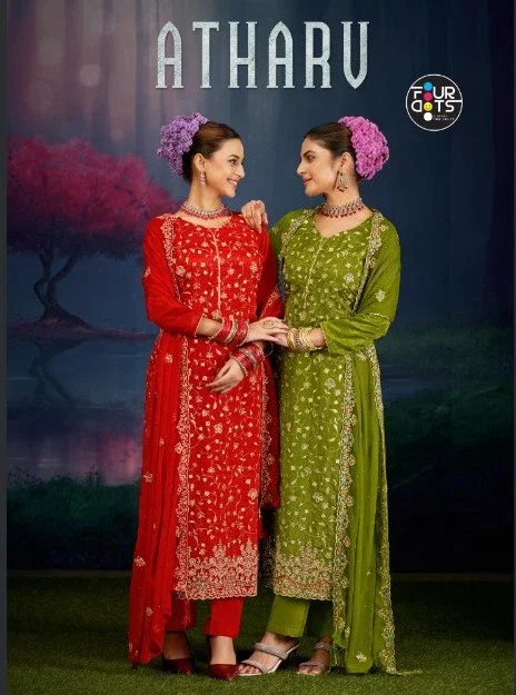 Four Dots Atharv Glass Organza Fancy Dress Material Collection