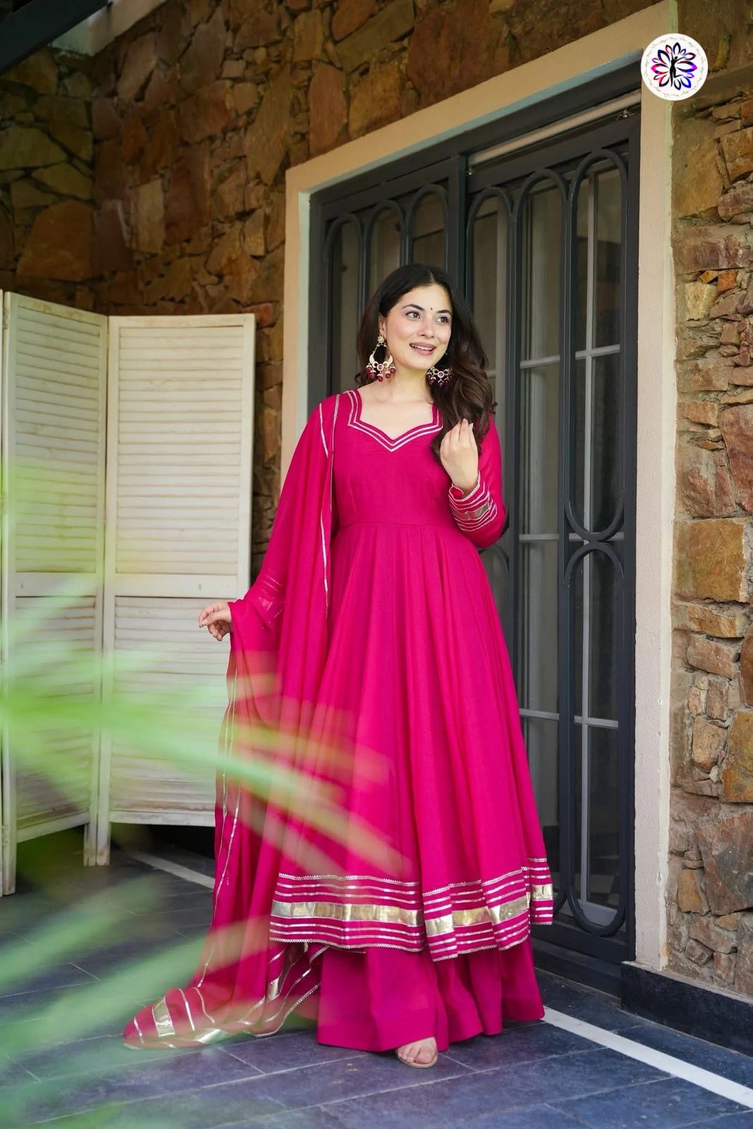 Lekha KL 5028 Georgette Gota Patti Work Kurti Bottom With Dupatta
