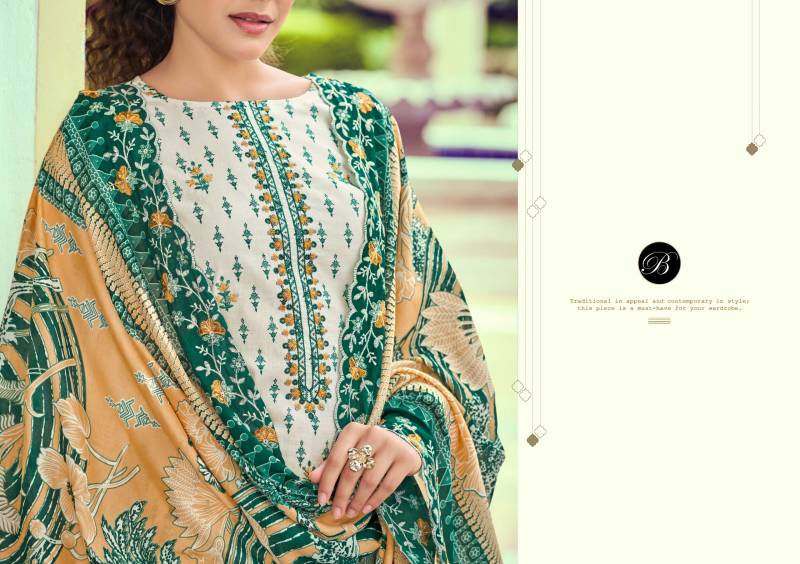 Belliza Aurelia Cotton Printed Embroidery Dress Material Collection