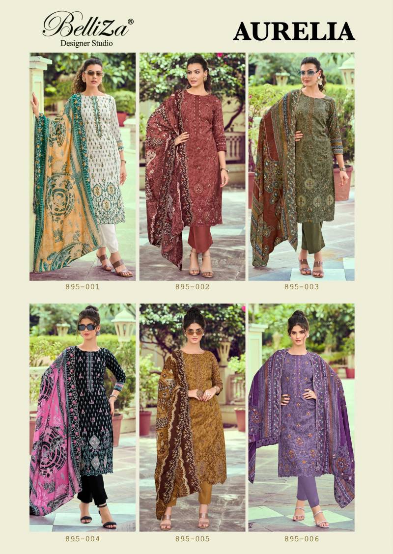 Belliza Aurelia Cotton Printed Embroidery Dress Material Collection